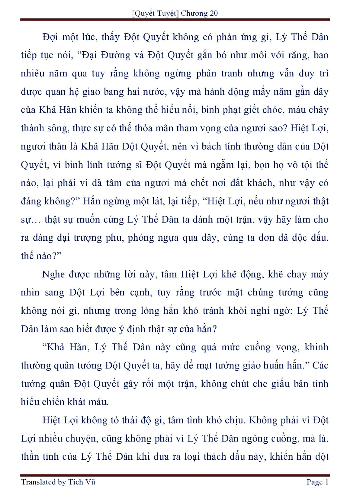 Quyt Tuyệt Chương 20 - 01